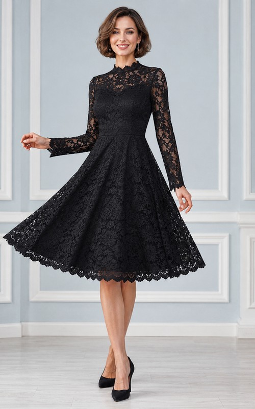 Black Cocktail Dress with Sleeves