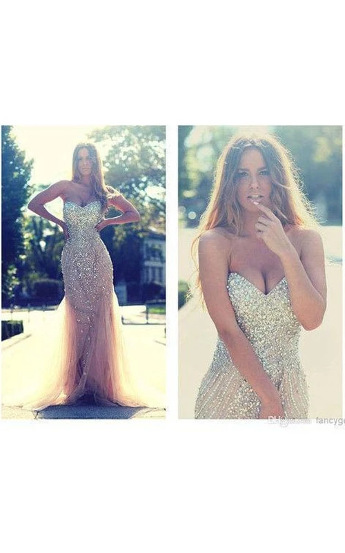 Sheath Tulle Sequins Mermaid Dress with Illusion Style