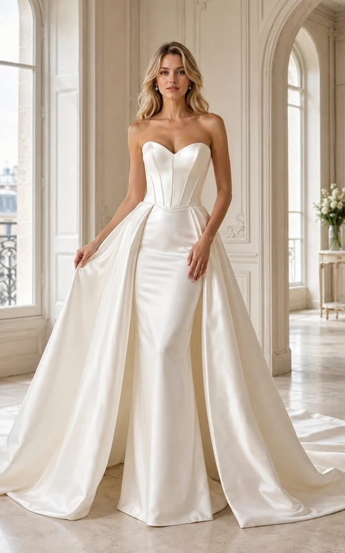 Two Mermaid Piece Convertible Bridal Classic Wedding Dress Lace