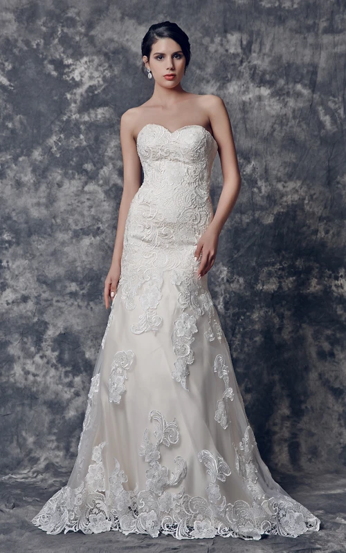 Inspired Sweetheart Mermaid Lace Dress With V-back