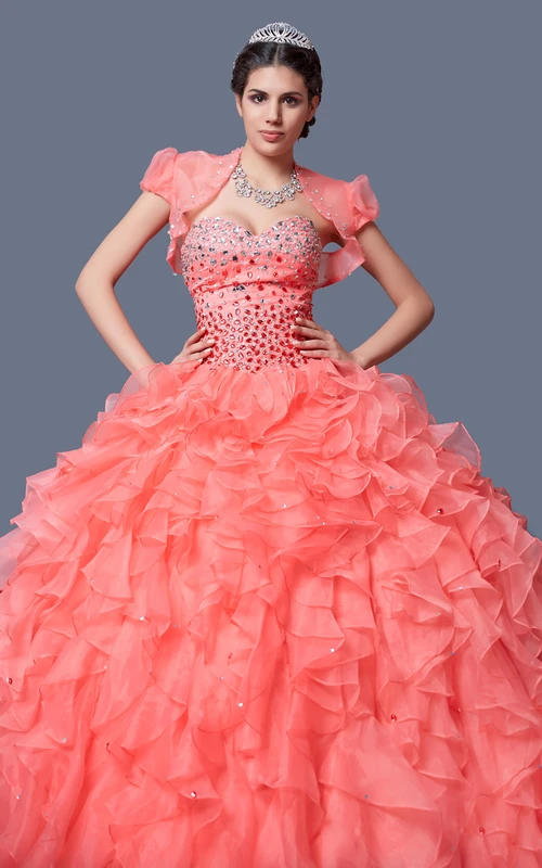 Ombré-Rüschenkleid aus Organza für Quinceañera