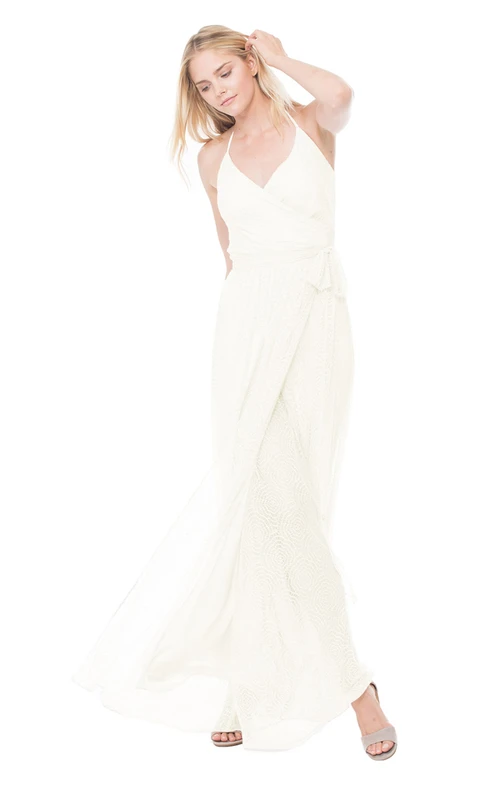 Robe longue unique en tulle avec fronces croisées