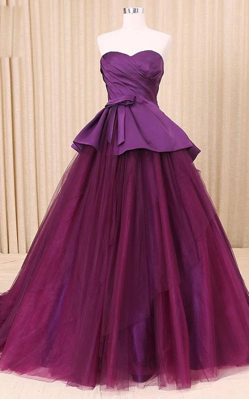 Vestido de satén de tul con encaje, corte en A, largo hasta el suelo, escote corazón, cola larga, cremallera, corsé en la espalda
