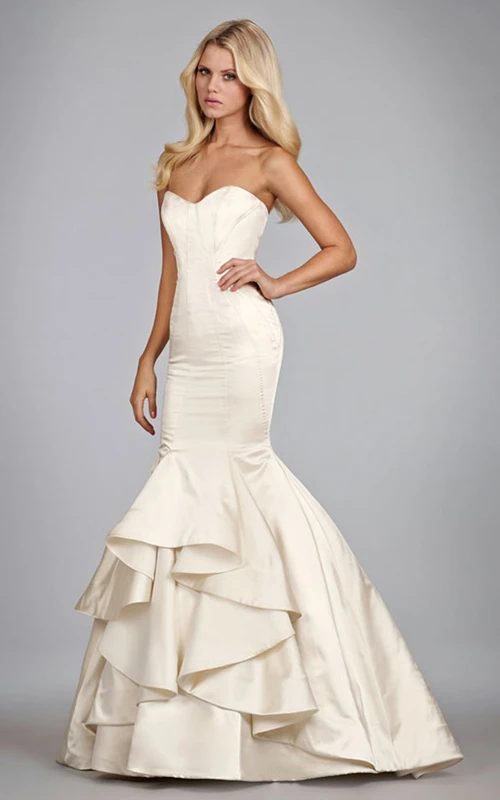 Robe sirène plissée bustier charmante avec dos lacé