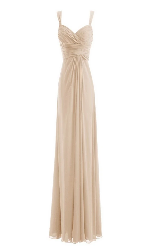 Ärmelloses Empire-Chiffonkleid mit gekreuzten Raffungen