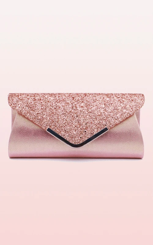 Paillettenbesetzte Clutch mit Klappe
