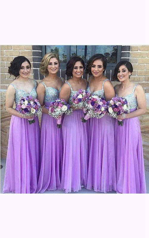 Robe trapèze longue à bretelles sans manches en mousseline à sequins