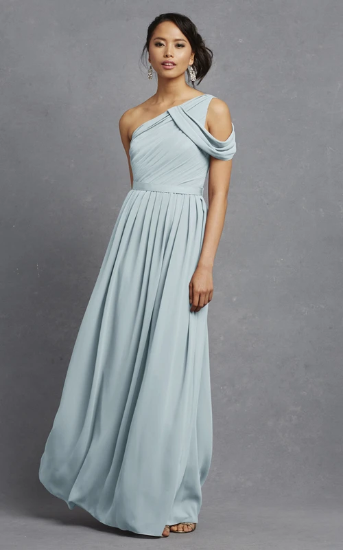 Elegantes One-Shoulder-Kleid mit Falten und Raffungen