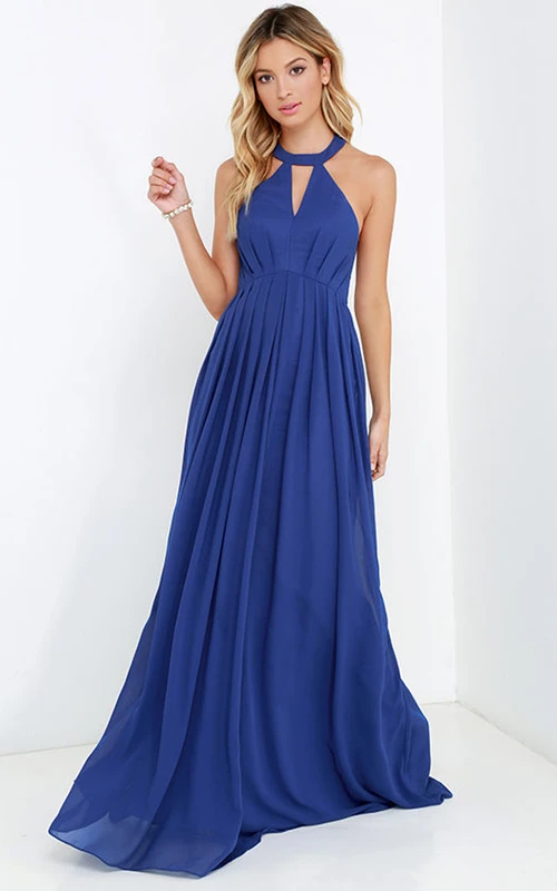 Vestido largo de corte imperio con espalda de tirantes