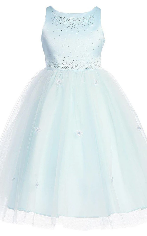 Sleeveless A-line Dress With Beadings and Appliques