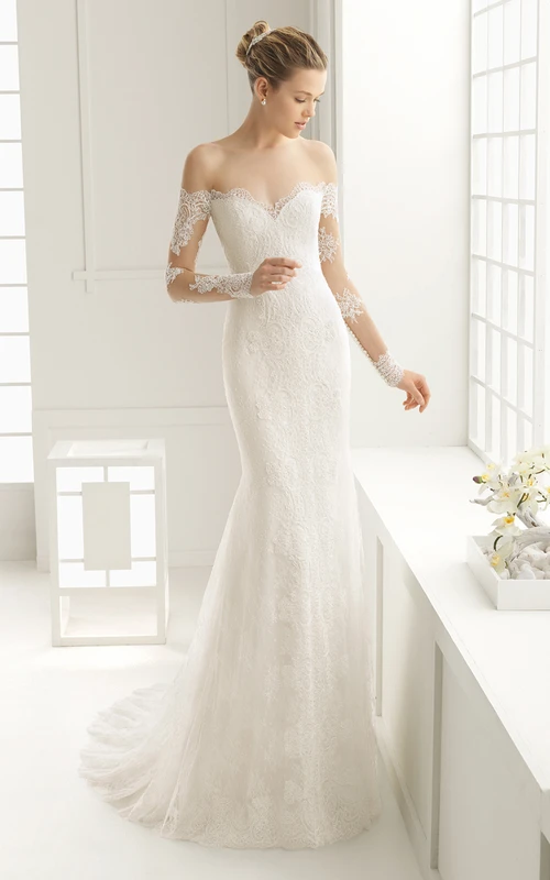 Robe de demoiselle d'honneur bustier dos nu en organza à manches longues et appliques