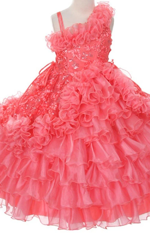 Robe trapèze sans manches à sequins et volants cascade