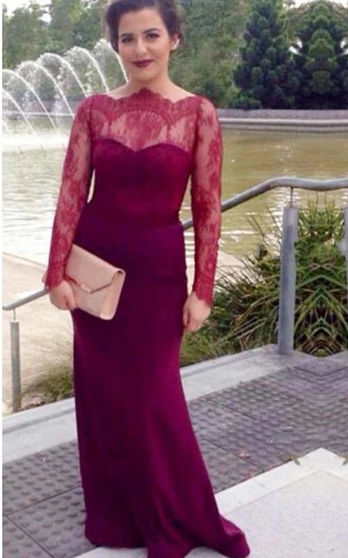 Vestido de noche sexy de encaje con efecto sirena y cremallera en la espalda.