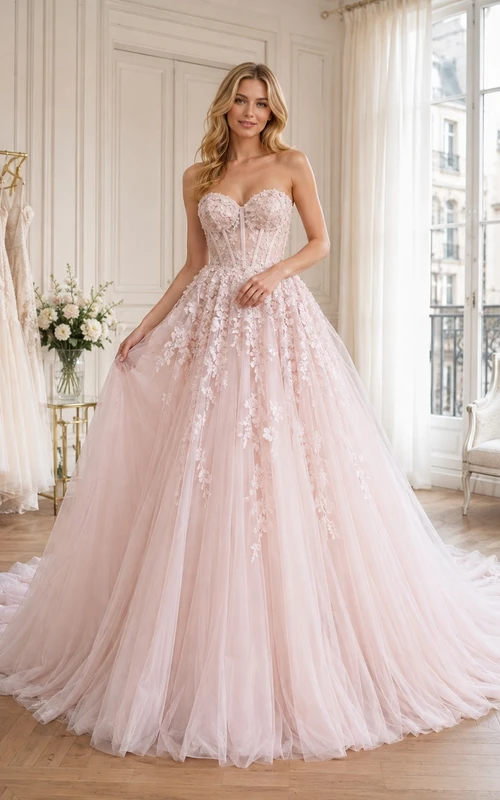 Vestido de novia formal elegante y romántico estilo boho con escote corazón, edición B Ball