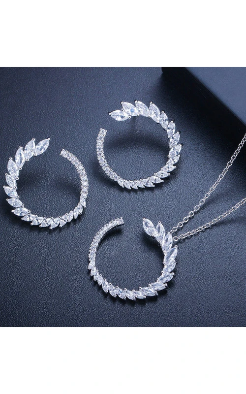 Romantisches Brautschmuckset mit Strass-Halskette und Ohrringen