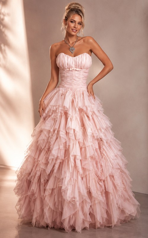 disney princess prom dress Glitter-Mesh Long A-Line Prom Dress