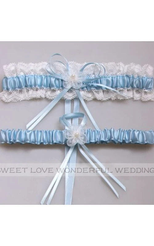 Brautstrumpfband im Western-Stil mit Blumen, Spitze und Schleife, elastisch, 40-58 cm (16-23 Zoll)