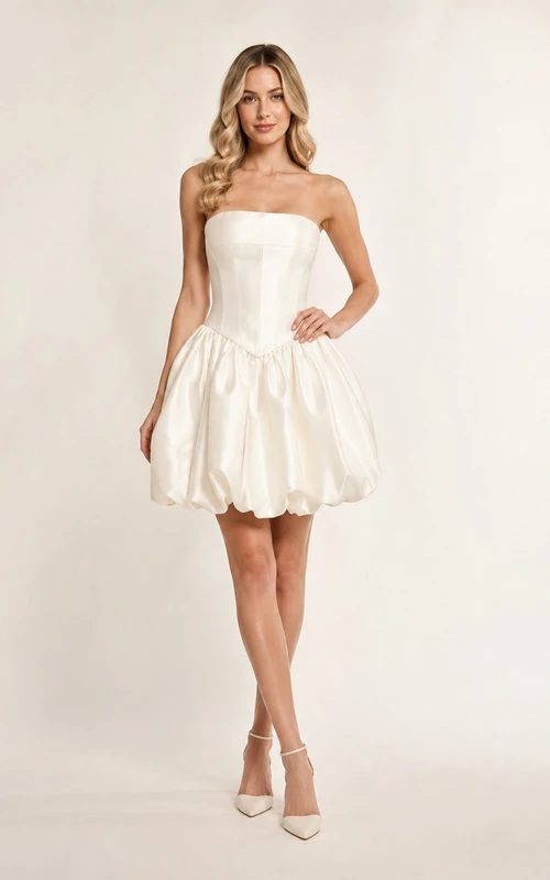 Simple Short/Mini Sleeveless Bridal Ceremony Formal A-line Dress Strapless