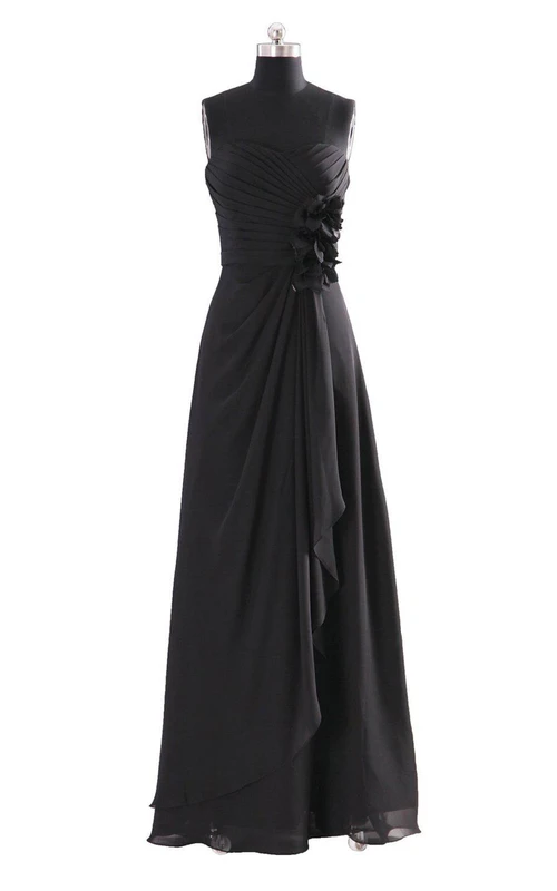 Vestido de gasa de corte A con escote corazón y flores