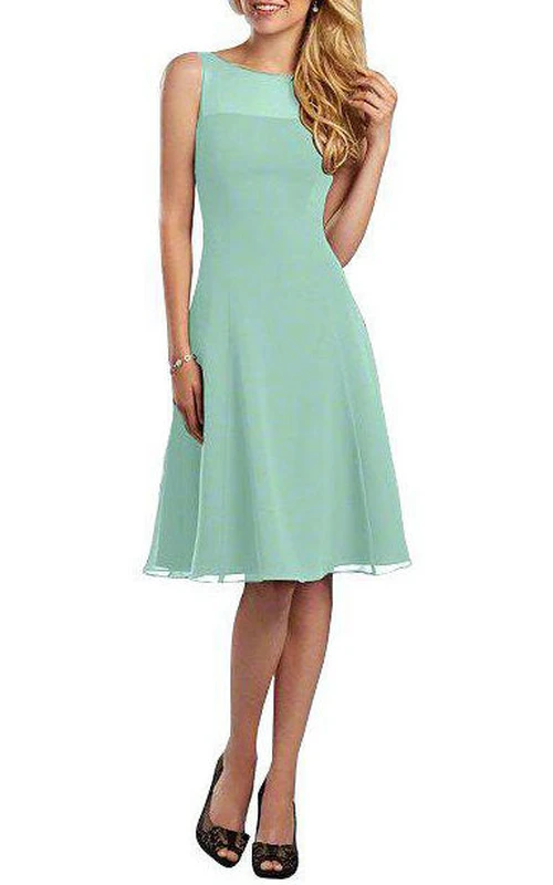 Ärmelloses Chiffonkleid mit Illusionseffekt, knielang