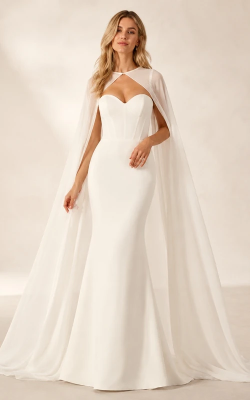 Simple Square Sheath Neck Satin Bridal Classic Wedding Dress