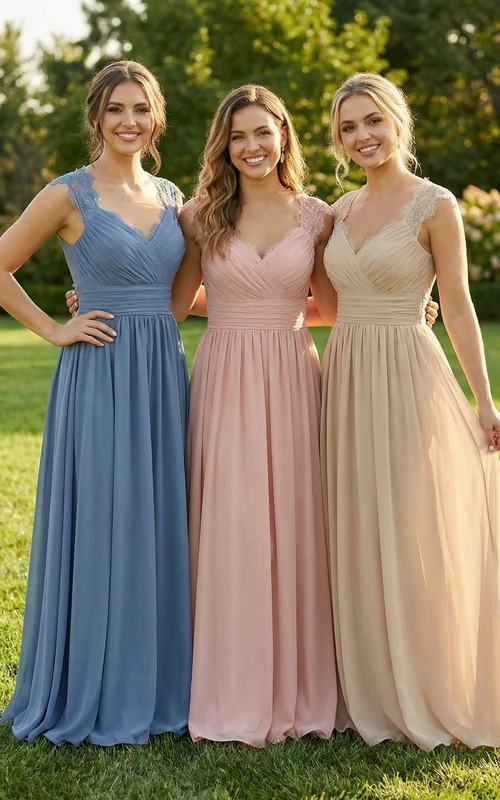 Vestido de dama de honor de corte A con detalles de plumas color malva