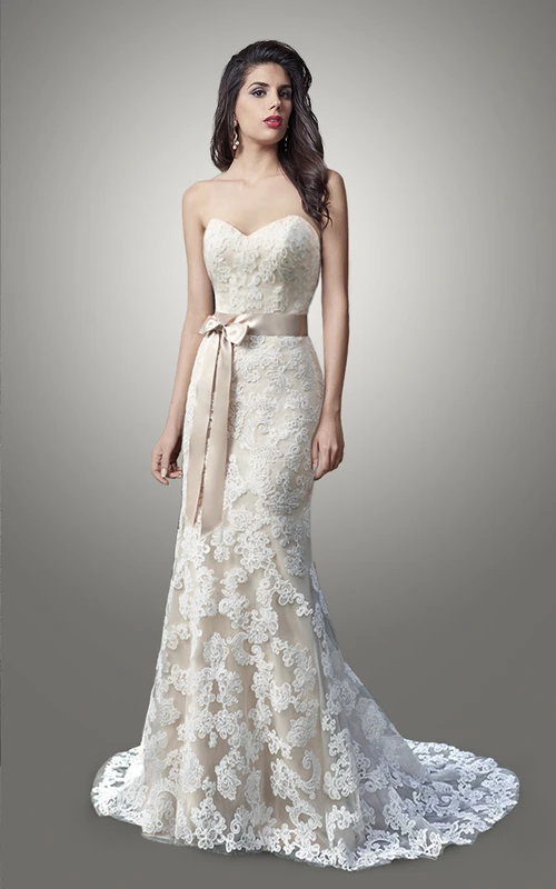 Strapless Sweetheart Lace Wedding Dress Styles With Sexy Back