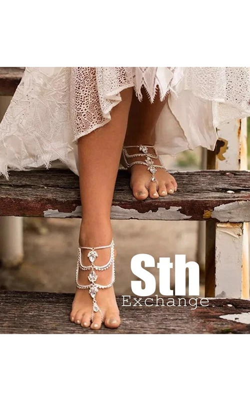 Retro-Zigeuner-Strandhochzeits-Fußkettchen mit Diamantbesatz, sexy Mehrglieder-Design