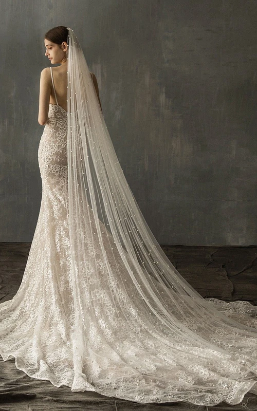 Voile de mariée romantique en tulle pour chapelle