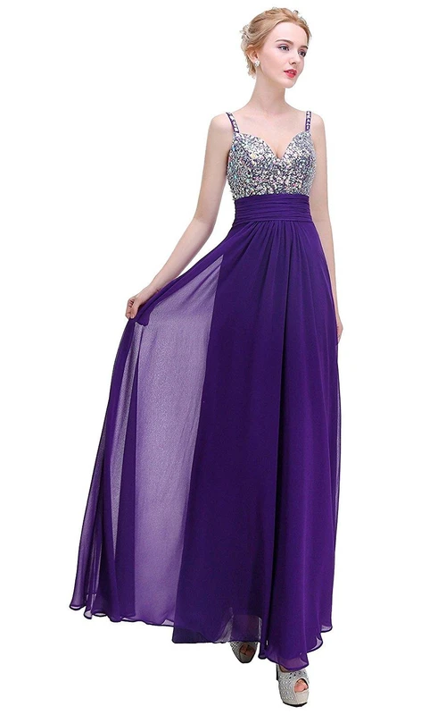 Robe longue sans manches de coupe trapèze à sequins