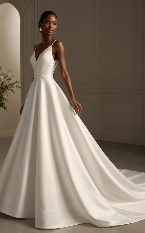 Robe en satin sexy à bretelles spaghetti et décolleté plongeant, drapée sur le côté