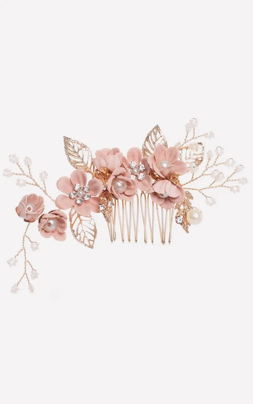 Elegante horquilla vintage floral dorada