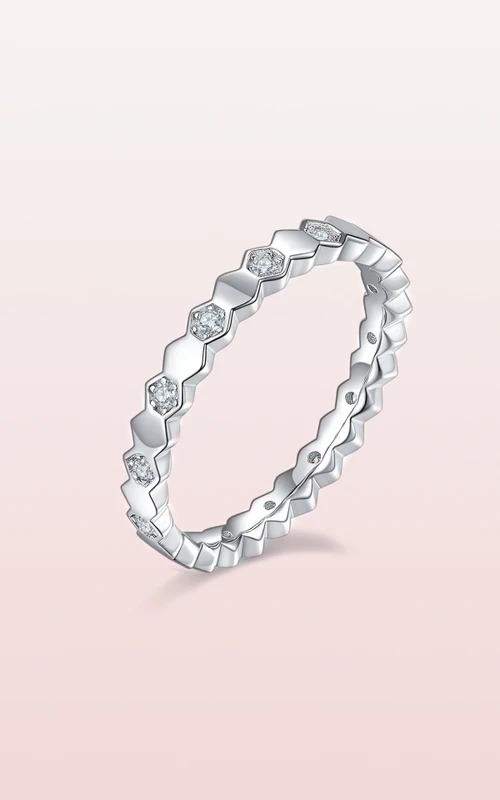 Stapelbare Ringe aus 925er Sterlingsilber mit Wabenmuster