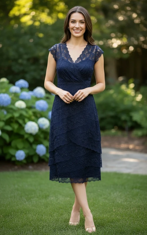 Vestido midi ajustado de encaje sofisticado