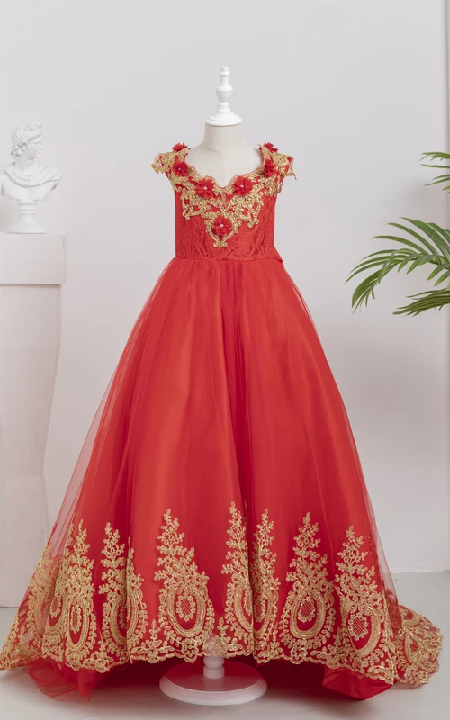 Gorro rojo, vestido de gala, apliques, vestido de niña de las flores con pétalos desplegables