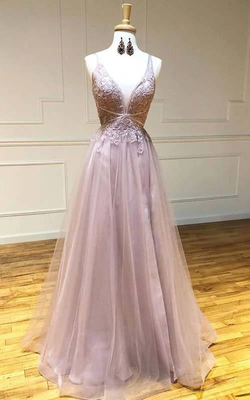 Robe de bal moderne sans manches en dentelle, coupe trapèze, longueur au sol, ornée d'appliqués