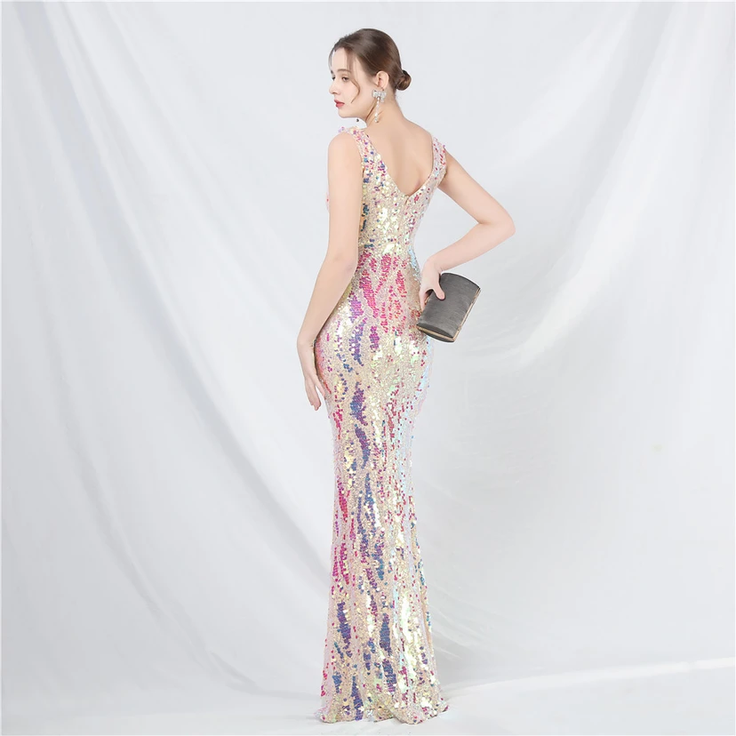 Robe de soirée longue à sequins irisés, nouvelle création view 6