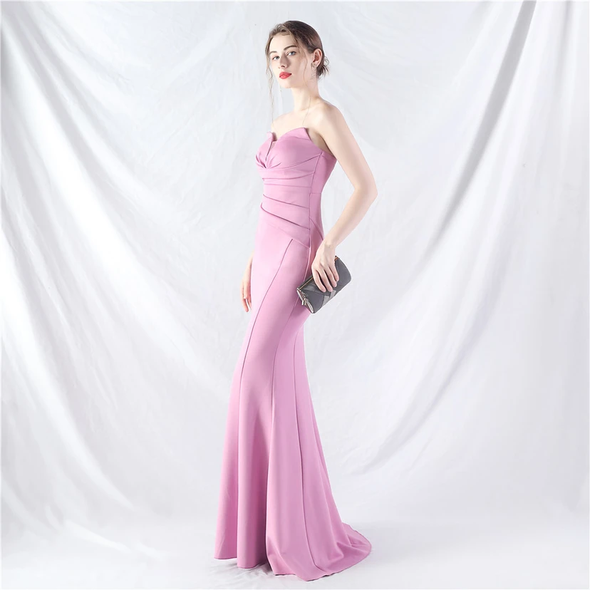 Craft Dress Sexy Off-Shoulder Wrapped Chest Satin Evening Dress view 20