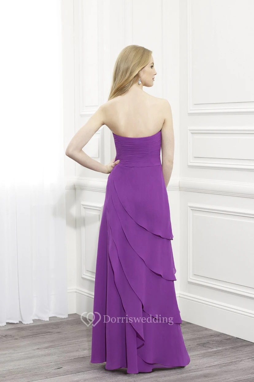Poet Sleeve Sweetheart Criss-Cross Chiffon Mother Of The Bride Dress view 2
