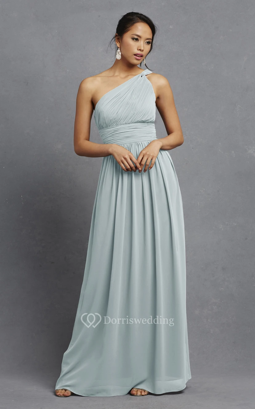 Long-Chiffon Modern One-Shoulder Dress With Ruching view 23