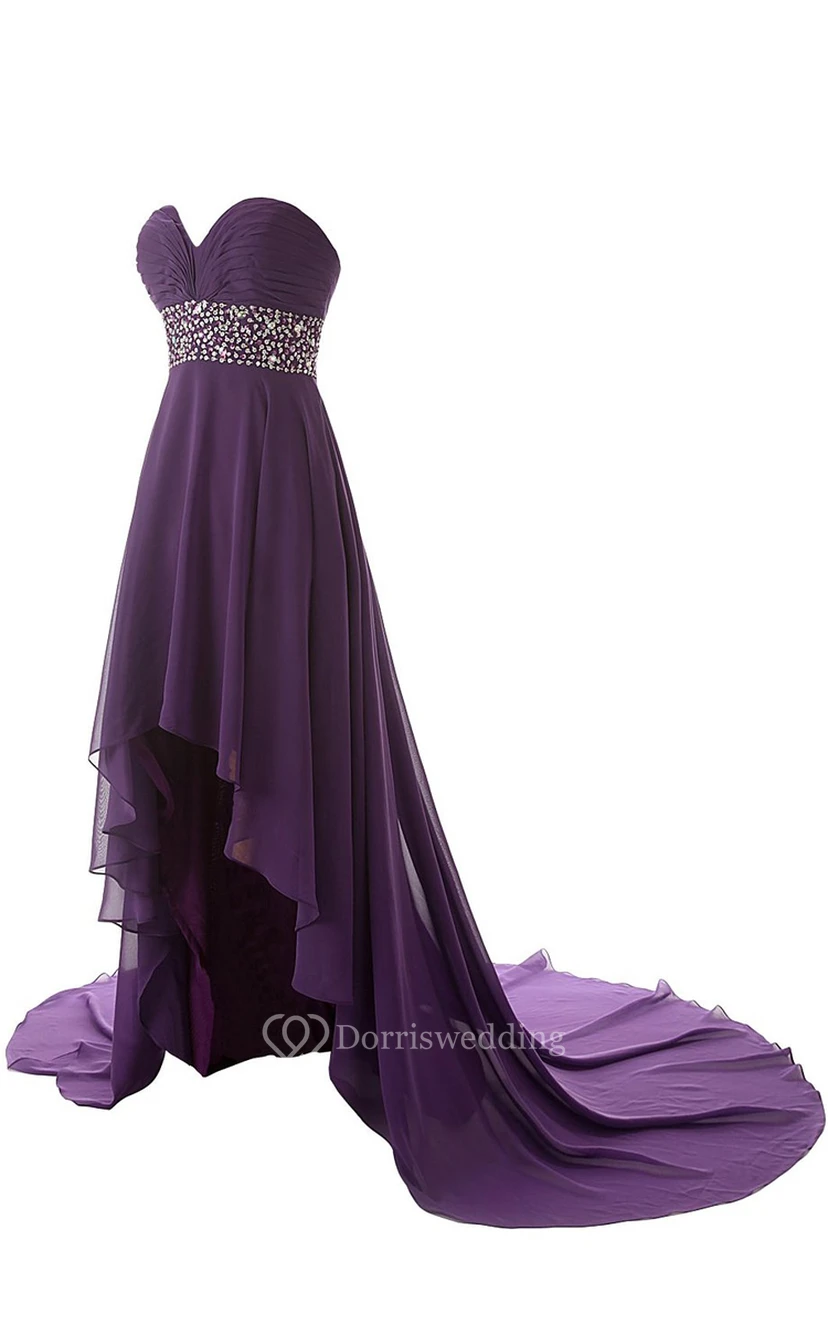 Sweetheart High-low Wedding Dress With Draping and Beading view 3