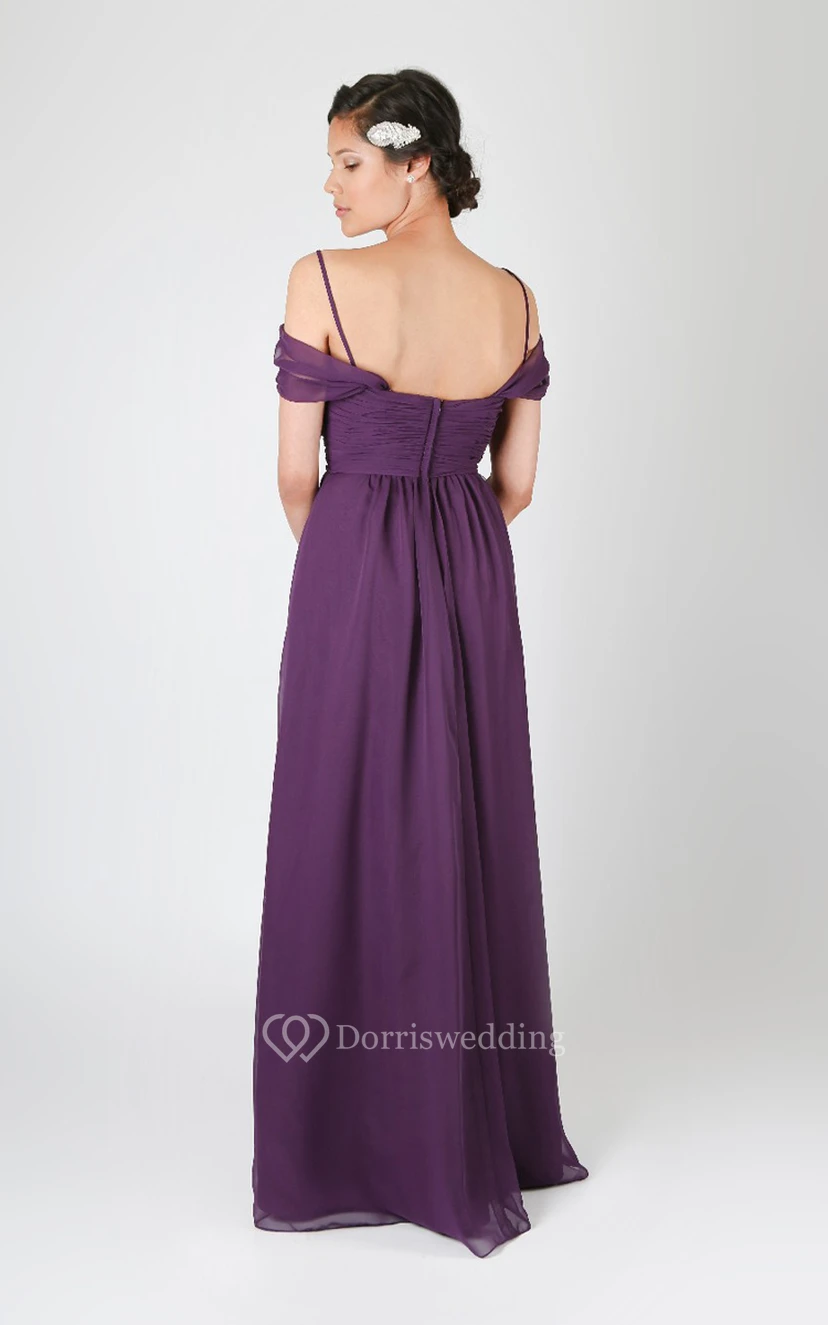 Straps Graceful Long Spaghetti Dress With Adjustable Sleeves view 2