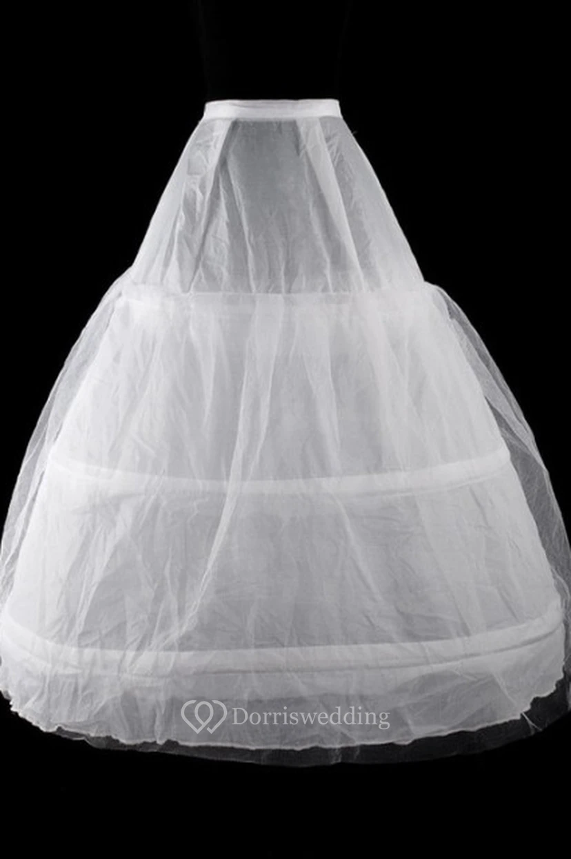New Wedding Petticoats with 3 Steel Rims Plus Yarn Straps Waist Skirt Lined with Super Poncho Dress Skirt view 2