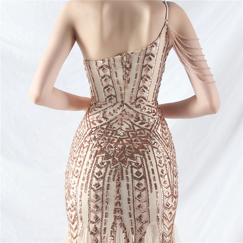 Robe de soirée haut de gamme ornée de perles de positionnement, de fleurs et de broderies en tulle. view 18