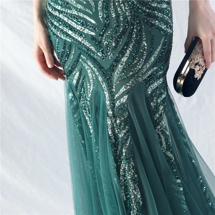 Crafted Ostrich Feather Stacked Sequins Splicing Mesh Gauze High-End Evening Dress Clothes view 30