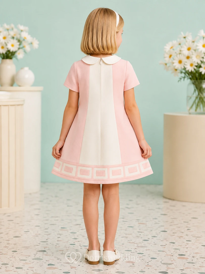 A-Line 1960s Mod Flower Girl Dress with Cap Sleeves, Floral Print, Knee-Length Skirt, Clean Bodice, 1960s Mod Ceremony Style view 2