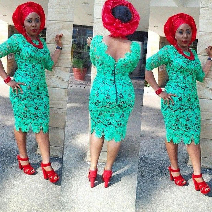 Green Half Sleeve Cocktail Dress Lace Sheath view 2