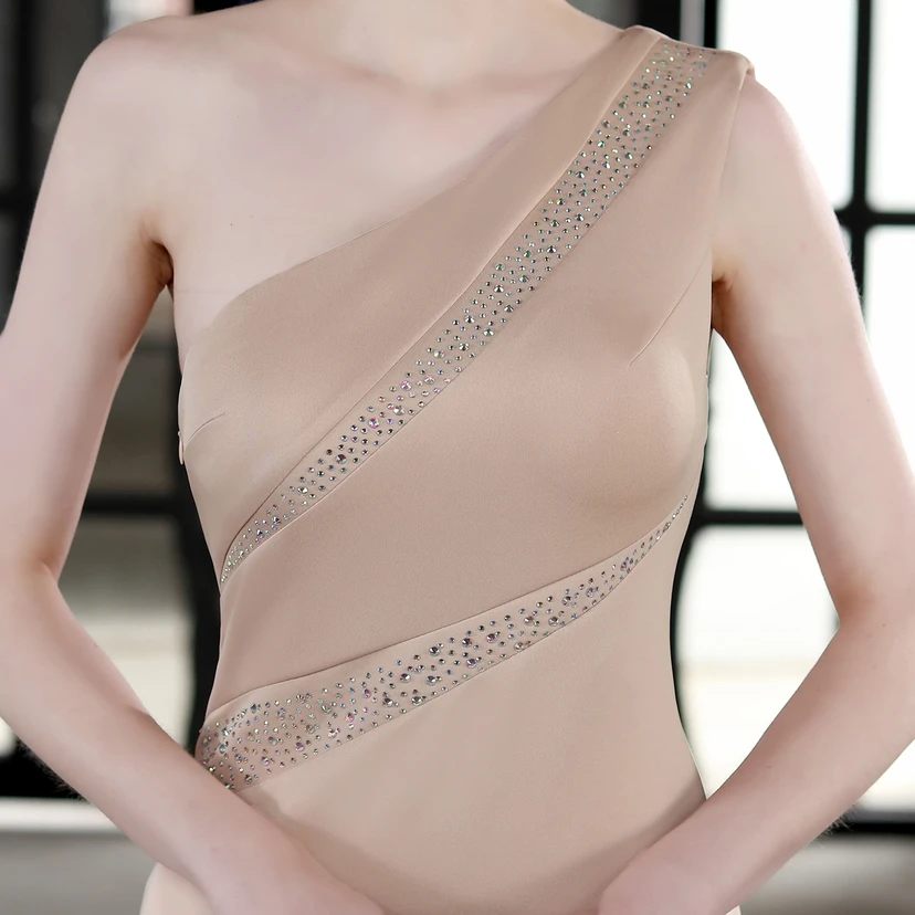 Toast Dress Bride Long One-Shoulder Thank-You Banquet Slim Fishtail Skirt Wedding Car Model Exhibition Dress view 34