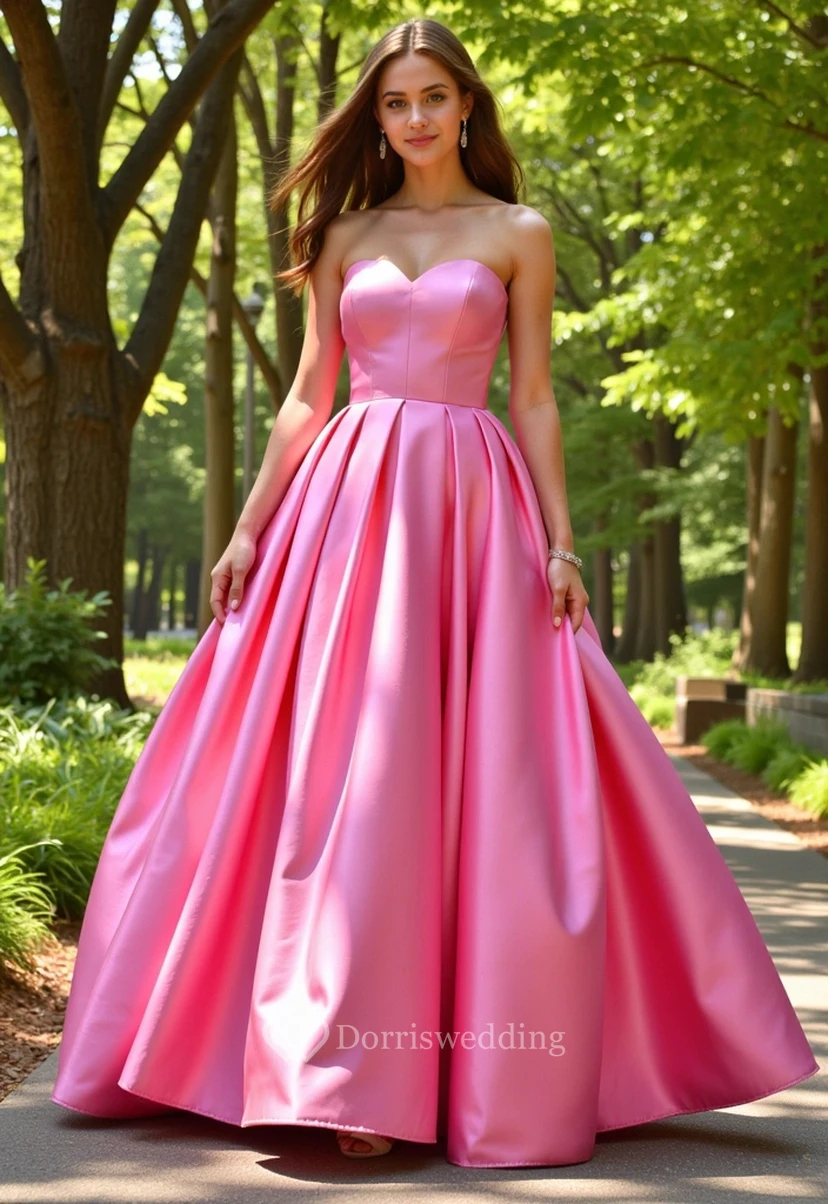 Schlichtes Ballkleid aus Satin mit Herzausschnitt