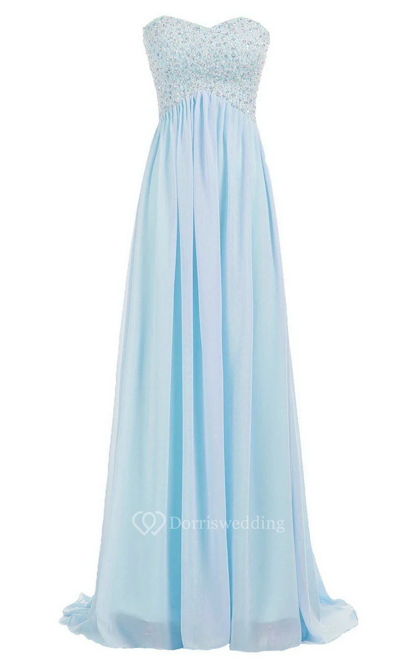 Sweetheart Empire Long Gown With Sequined Bodice view 16